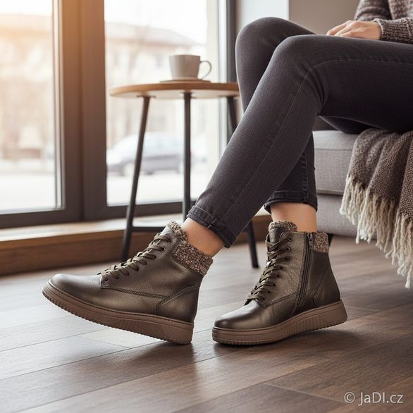 Gabor široký šněrovací kotník smog/mohair 76.795.65