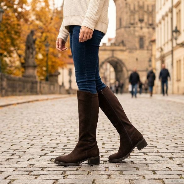 Gabor kozačky na podpatku vel. M-Stretch mocca/brown 8011.03.003