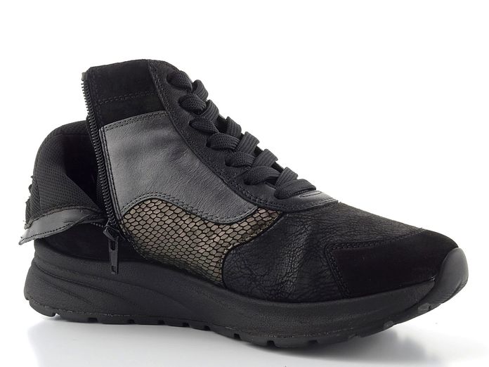 Gabor široký šněrovací kotník se zipem black/dark-grey 8004.01.001