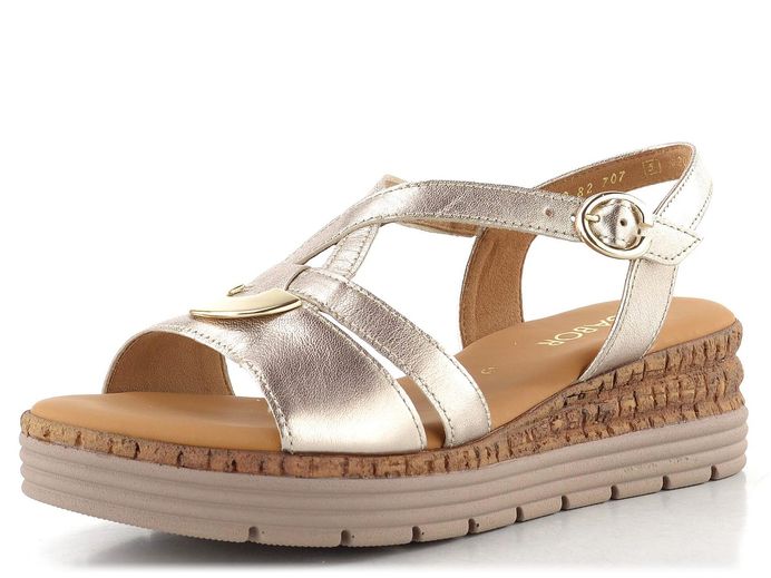 Gabor metalické sandály na klínu puder 82.707.82