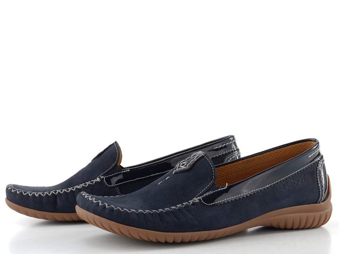 Gabor modré mokasíny s ozdobným šitím 86.090.26