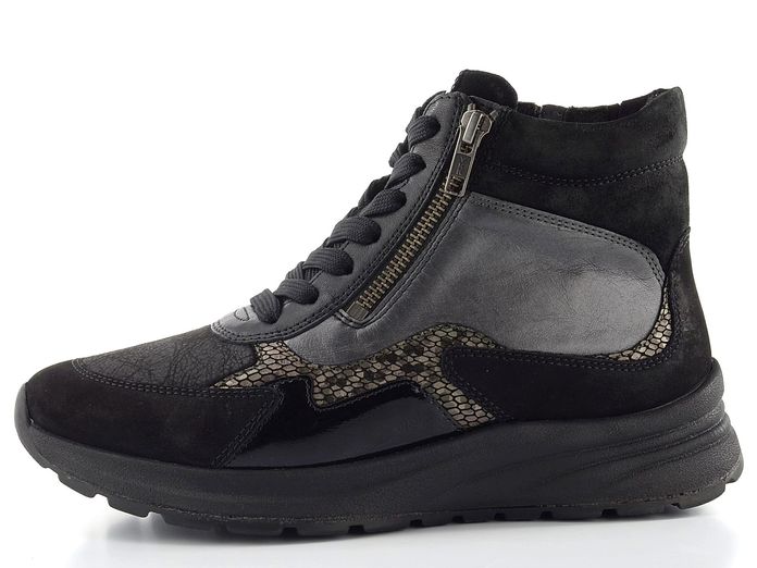 Gabor široký šněrovací kotník se zipem black/dark-grey 8004.01.001