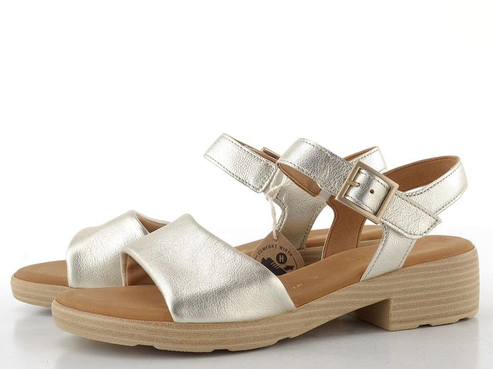 Gabor metalické sandály na podpatku perla 82.814.81